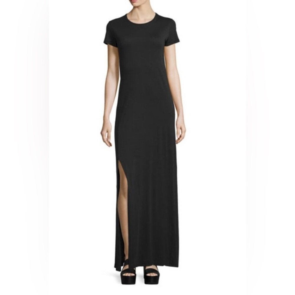 AG Adriano Goldschmied black cotton maxi dress w/ side leg split - size small - Picture 3 of 5